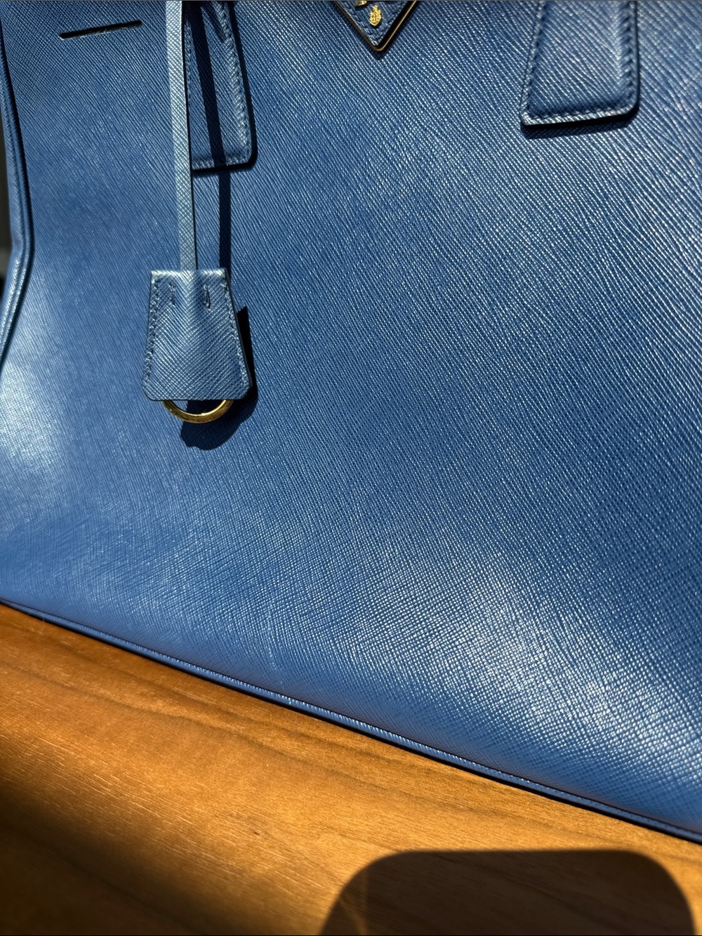 Prada Blue Saffiano Leather Satchel with Gold Hardware - Picture 14 of 14